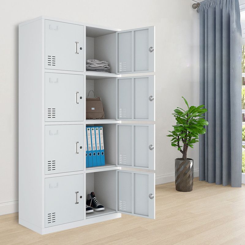 Modern Style Wardrobe Gray Colour Metal Wardrobe Closet with Locks