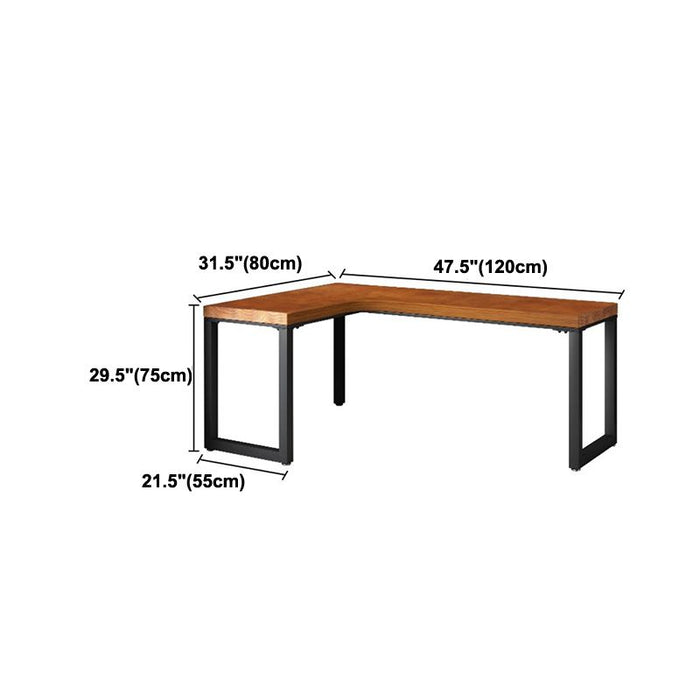 Solid Wood L-Shaped Writing Table Fixed Home Office Modern Study Desk