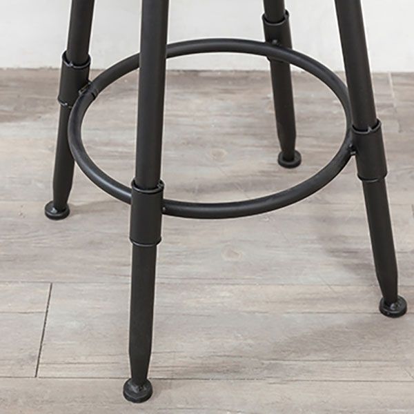 Industrial Metal Barstool Footrest Wood Counter Stool in Matte Finish
