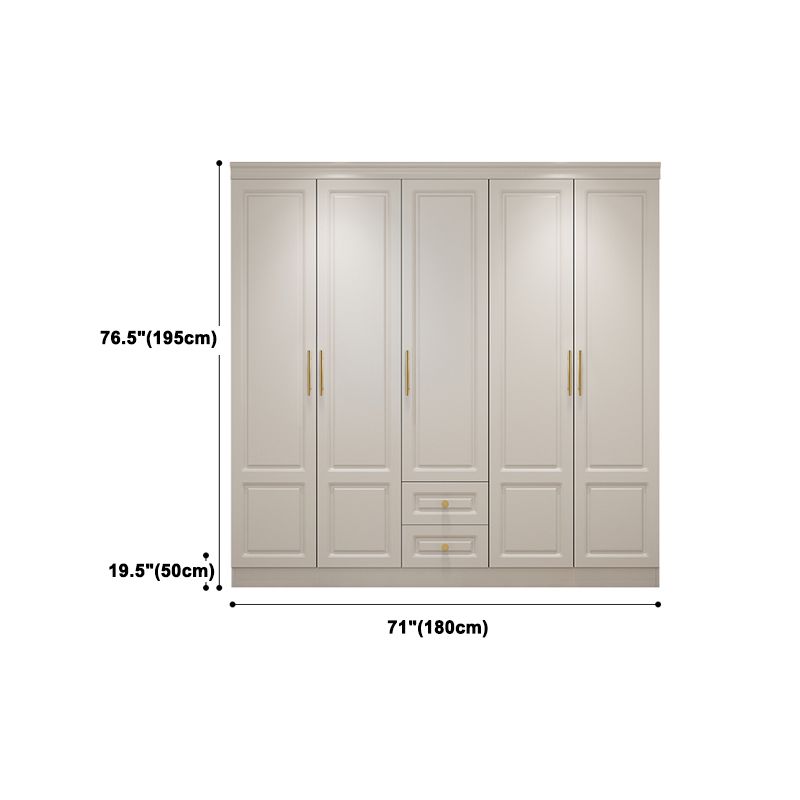 Contemporary White Storage Cabinet Hinged Door Cabinet with Drawers