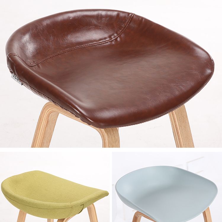 Modern Backless Barstool Indoor Wood Bar Stool with Acrylic Seat