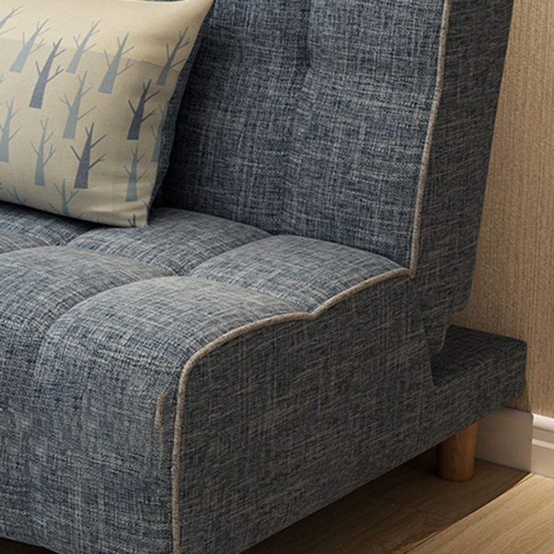 Cotton Blend and Faux Leather Contemporary Armless Couch Bed