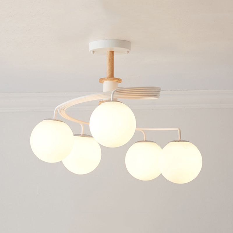 Simple Macron Chandelier Glass Multi Head Pendant Lighting Fixtures for Bedroom