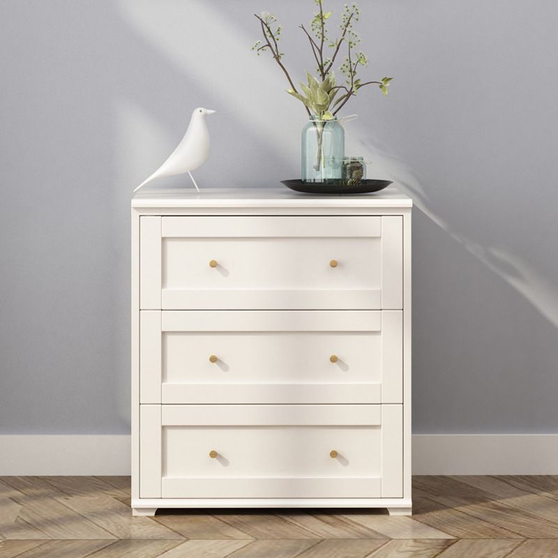 Glam White Chest Bedroom Solid Wood Storage Chest with Drawers