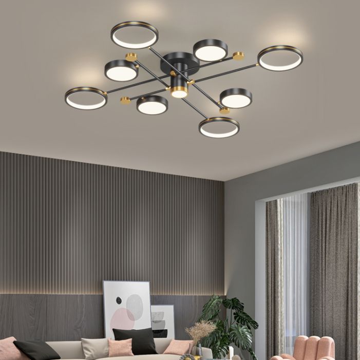 Modern Sputnik Flush Mount Ceiling Light Aluminum Living Room Flush Light