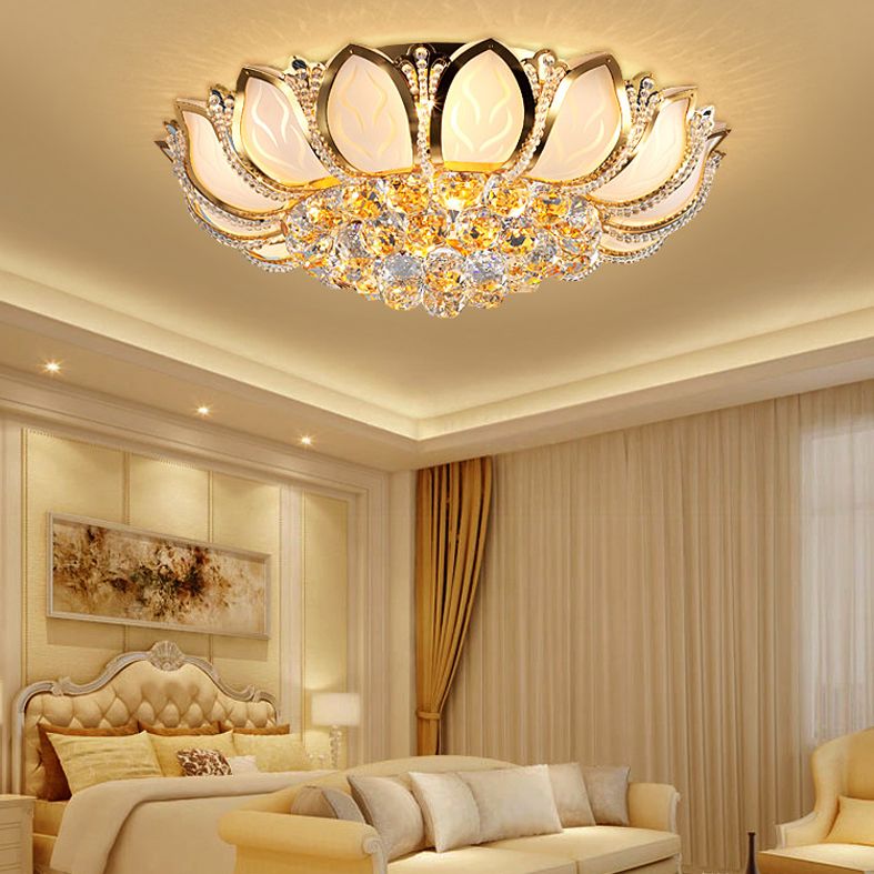 Fleur cristal encastré plafonnier style moderne or encastré luminaire