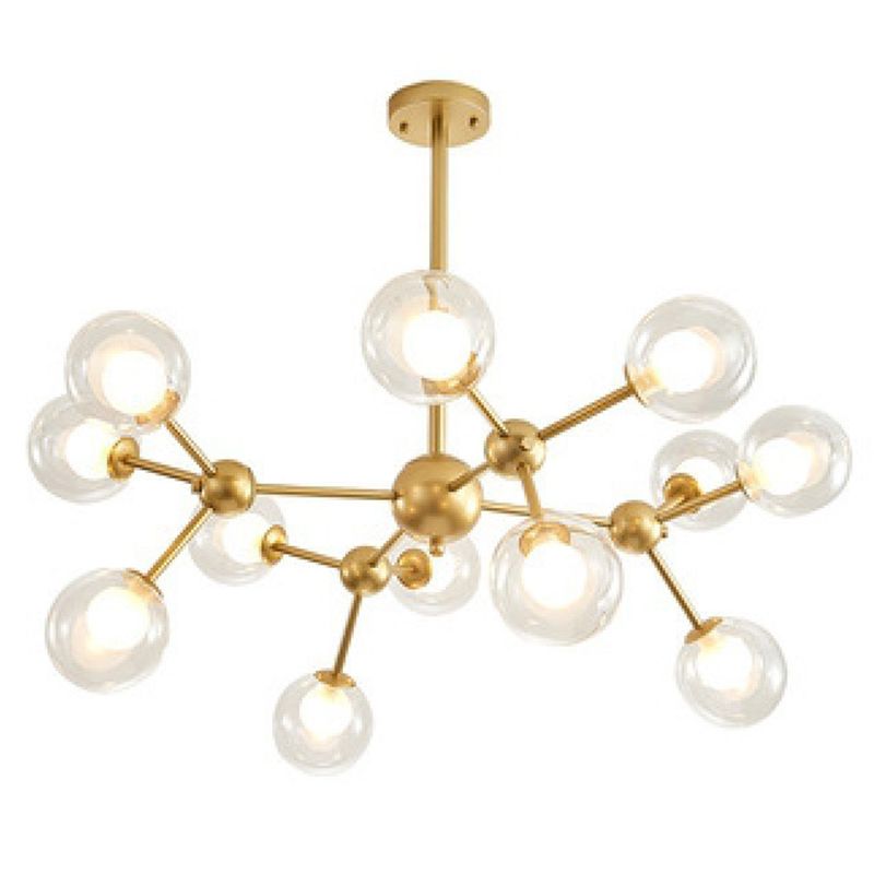 Molecular Shaped Living Room Chandelier Transparent Glass Globe Shade Contemporary Simplicity Style Lighting Pendant