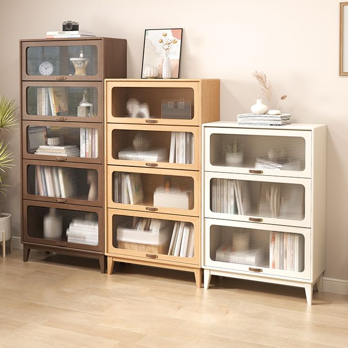 Wood Accent Cabinet, Glass Doors Storage Cabinet - Solid Wood