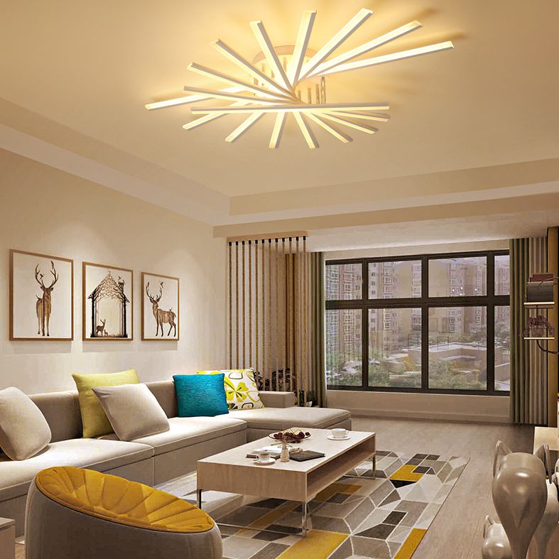 Simplicidad moderna LED SEMI FLUSH MONTO SPUTNIK ACRYLIC SHADE FIXTure para sala de estar