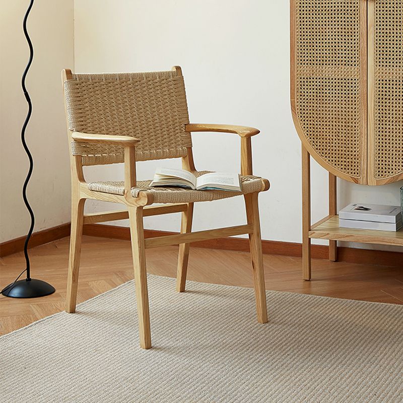 Solid Wood Lounge Chair Woven Back Side Chair with Wooden Legs