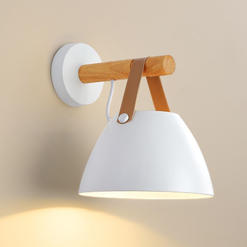 Modern Simple Wall Light Dome Shape Wooden Wall Lamp for Living Room