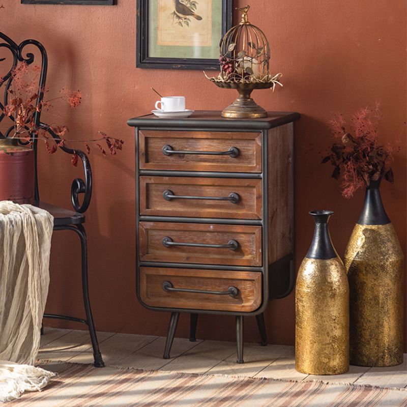 Industrial Rectangle Solid Wood With Doors Cabinet Distressed Wood Accent Cabinet
