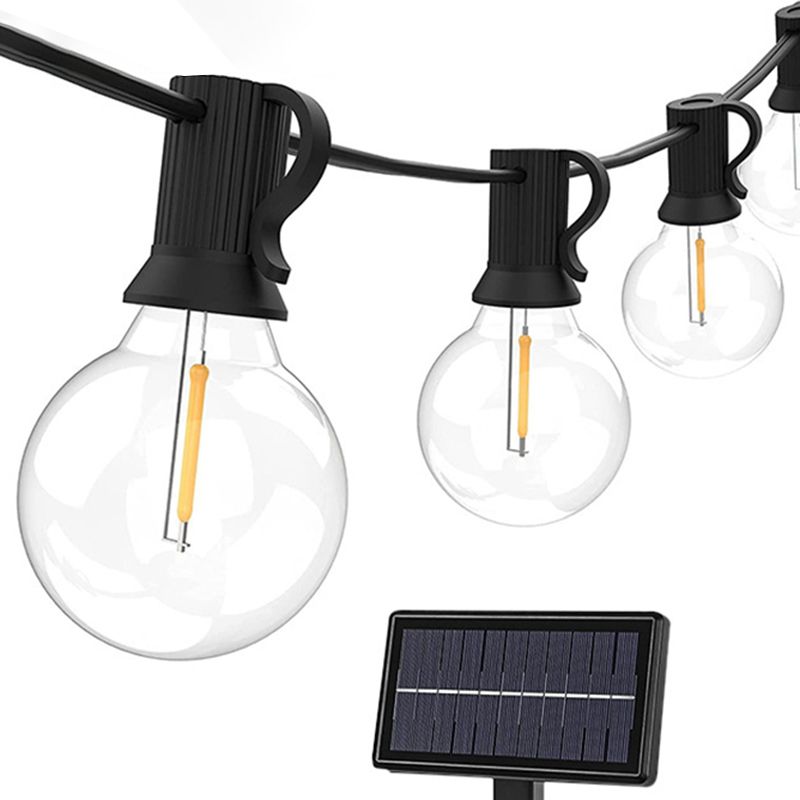 Black G40 Bulb Solar String Light Art Decor Plastic LED Festive Lighting for Courtyard