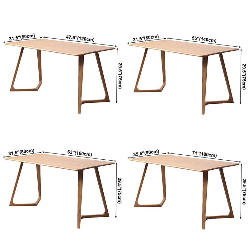 Rectangle White Oak Solid Wood Table Modern Dining Table Double Pedestal for Restaurant
