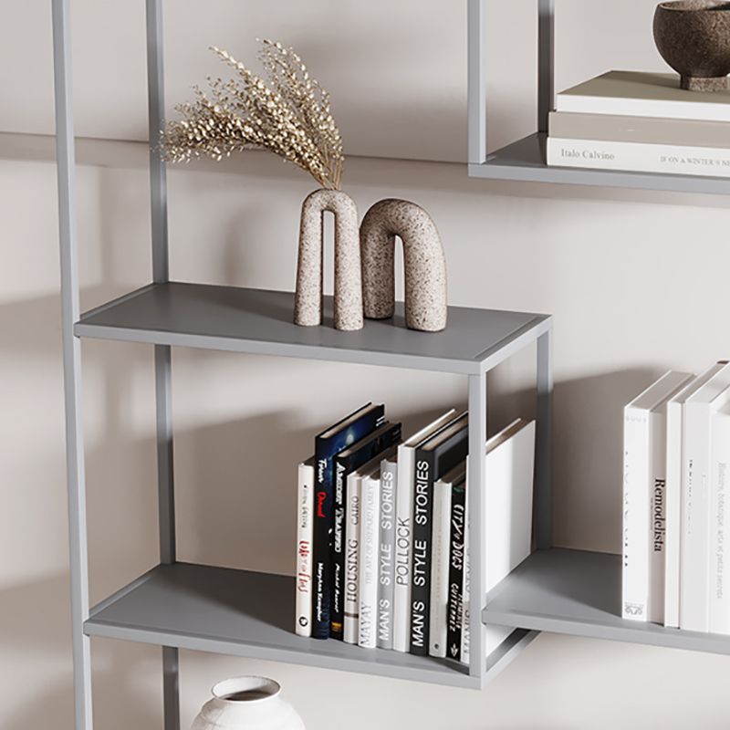Vertical Metal Bookshelf Contemporary Open Back Bookcase with Shelves