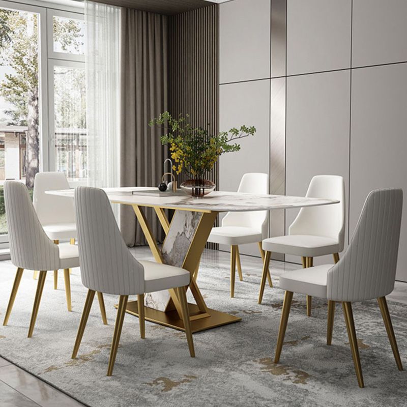 Luxurious Sintered Stone Top Dining Set Rectangular 1/4/5/7 Pieces Dining Room Table Set