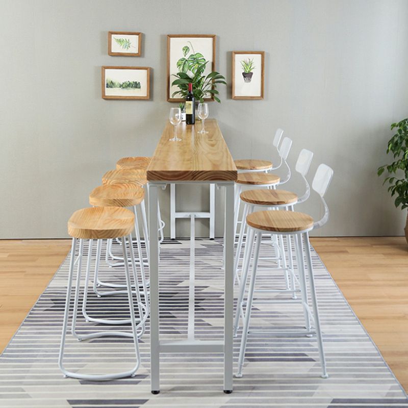 Wood Pub Table Natural Modern Footrest Trestle Pub Height Dining Table (only table)