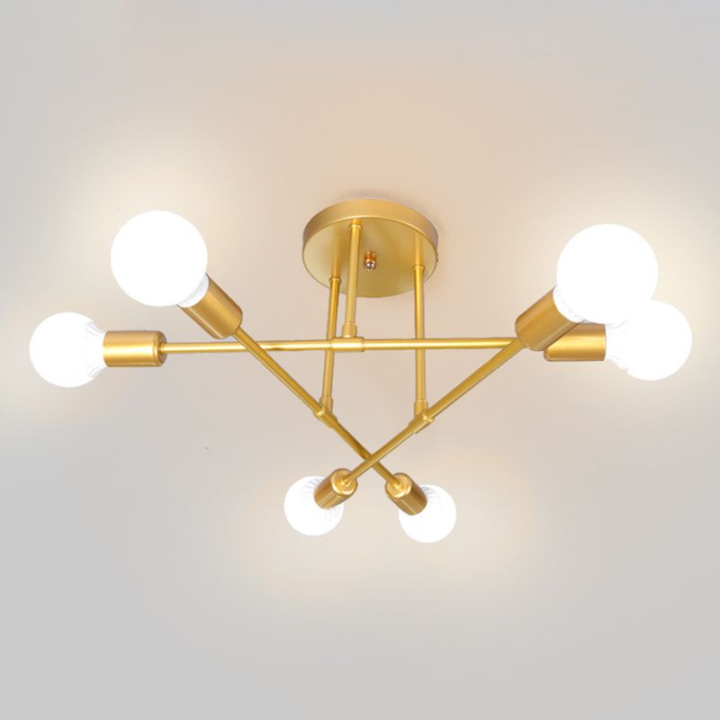 Bare Bare moderne lampe de plafond minimaliste moderne Multi-lights Metal Semi Flush-Mount Light pour restaurants Coffee Shop