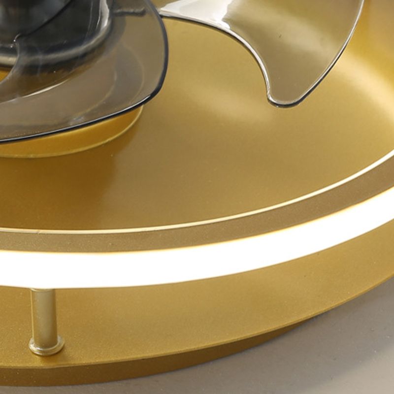 5-Blade LED Children Ceiling Fan Metallic Golden Fan with Light for Home