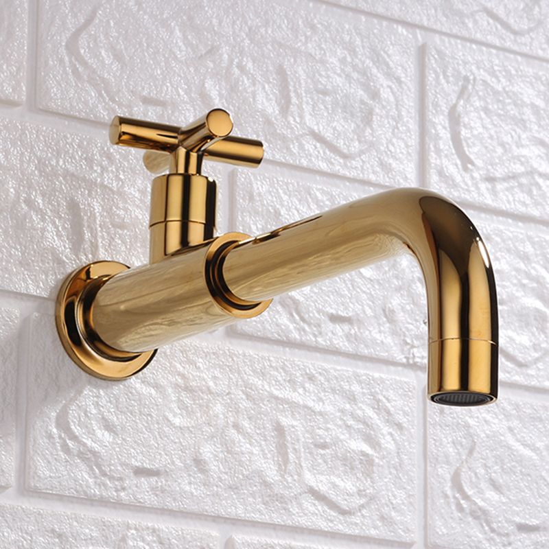 Contemporary Wall Mounted Bathroom Faucet Cross Handle Solid Brass Faucet