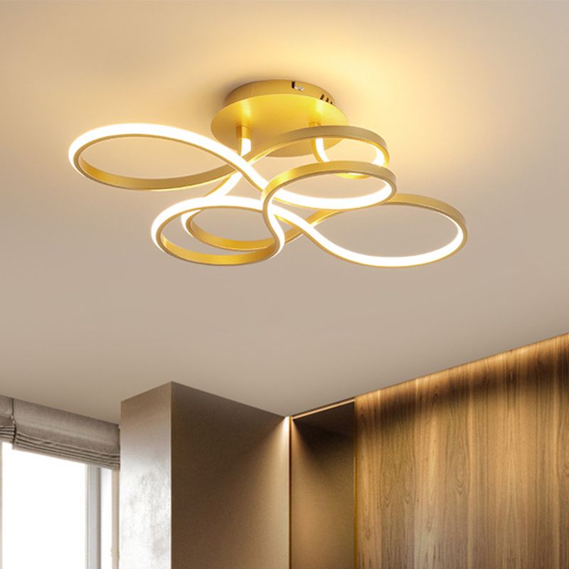 Acryl gedraaid semi-inbouwarmatuur eigentijds zwart/goud/wit LED-plafondgemonteerd licht, wit licht