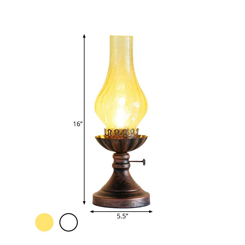 1 Lampada da tavolo in vetro giallo chiaro/trasparente di vetro industriale Finitura di rame Vaso da camera da letto Accampella