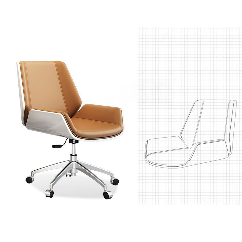 Contemporary Mid Back Task Chair with Padded Arms Upholstered Desk Chair with Metal Frame