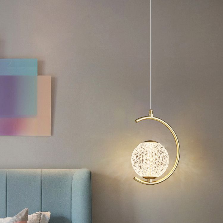 Pendre en forme de laiton Round Light Minimaliste LED Metal Suspension Light