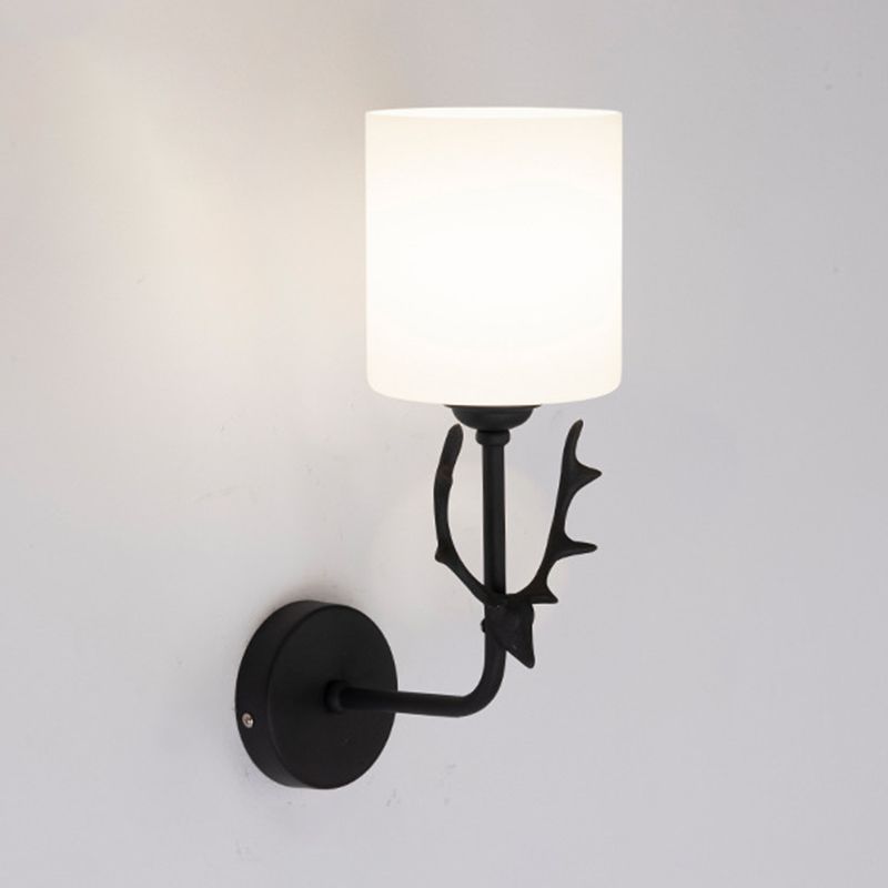 Lámpara de luz cilíndrica de vidrio de estilo simple lámpara de pared de una cabeza para dormitorio