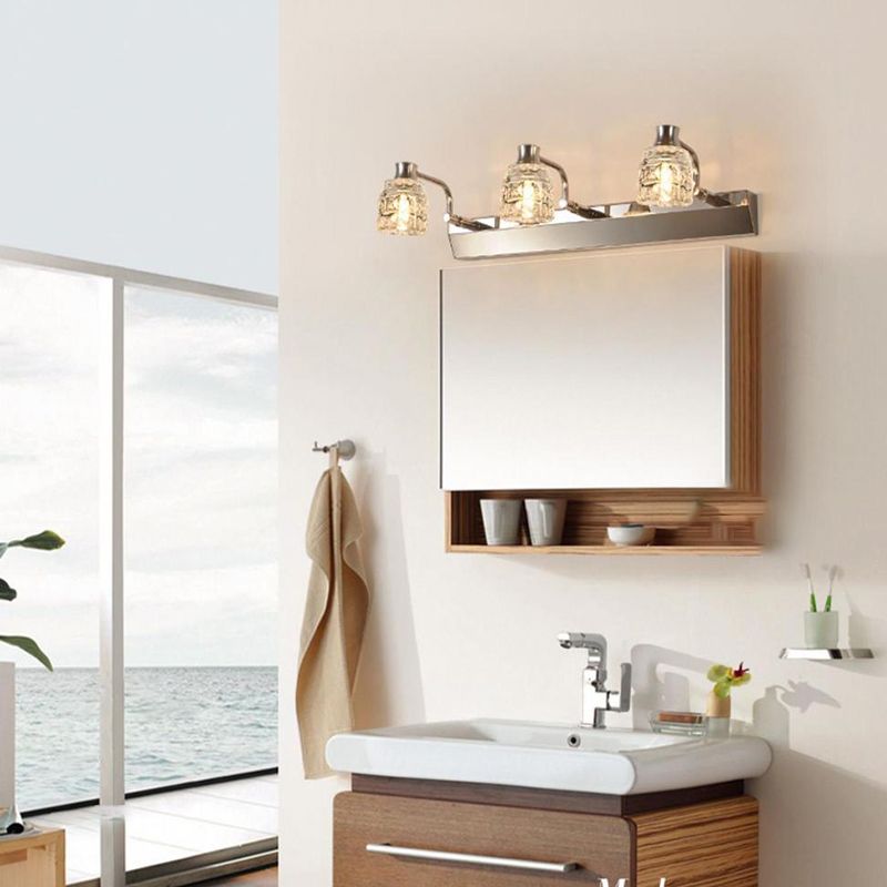 Multi Lights Geometric Vanity Wall Lights Modern Style Crystal Vanity Wall Sconce