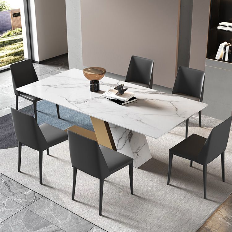 Glam Dining Rectangle Table Sintered Stone Table with Metal Legs for Home Use