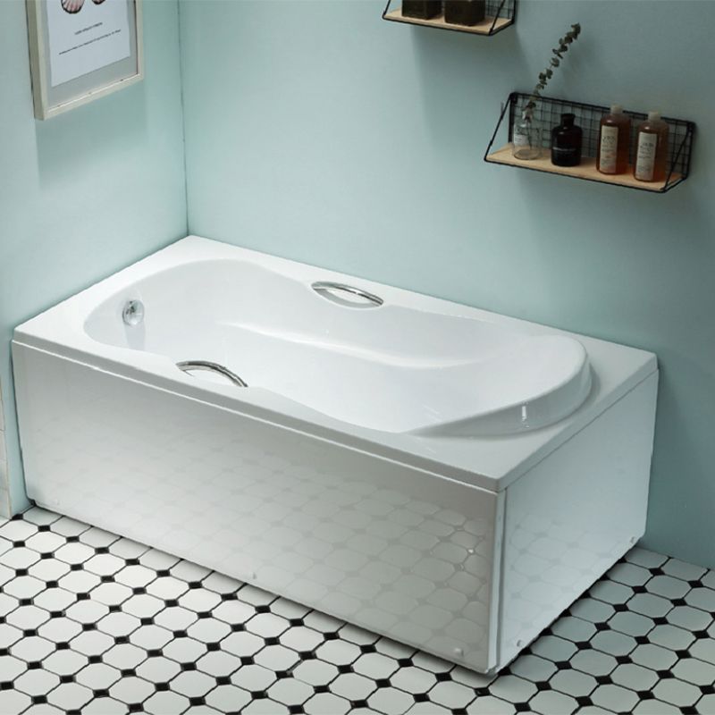 Freestanding Acrylic Bathtub Soaking White Square Modern Back to Wall Bathtub