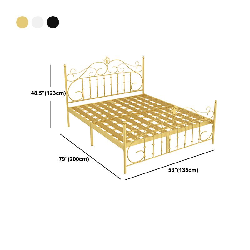 Contemporary Metallic Open-Frame Bed 48.4" Tall Bed with Arched Headboard