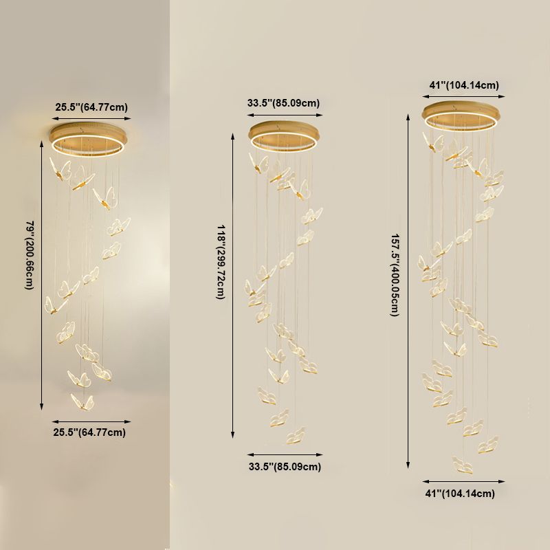 Multi-Light Butterfly Pendant Modern Metal and Acrylic Shade Cluster Pendant Light for Living Room