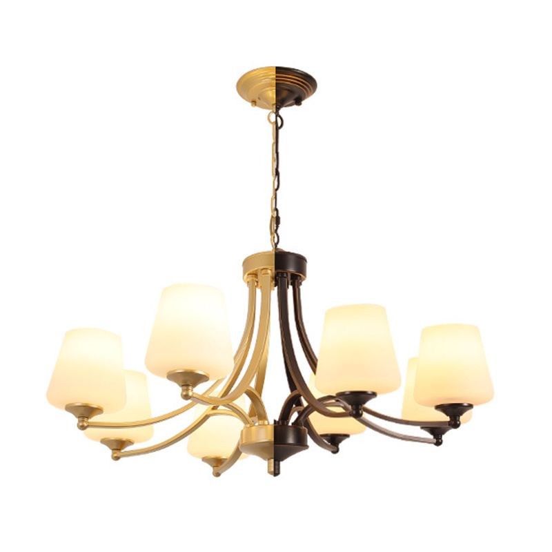 Industrial Chandelier Hanging Light Fixture with Glass Shade for Living Room