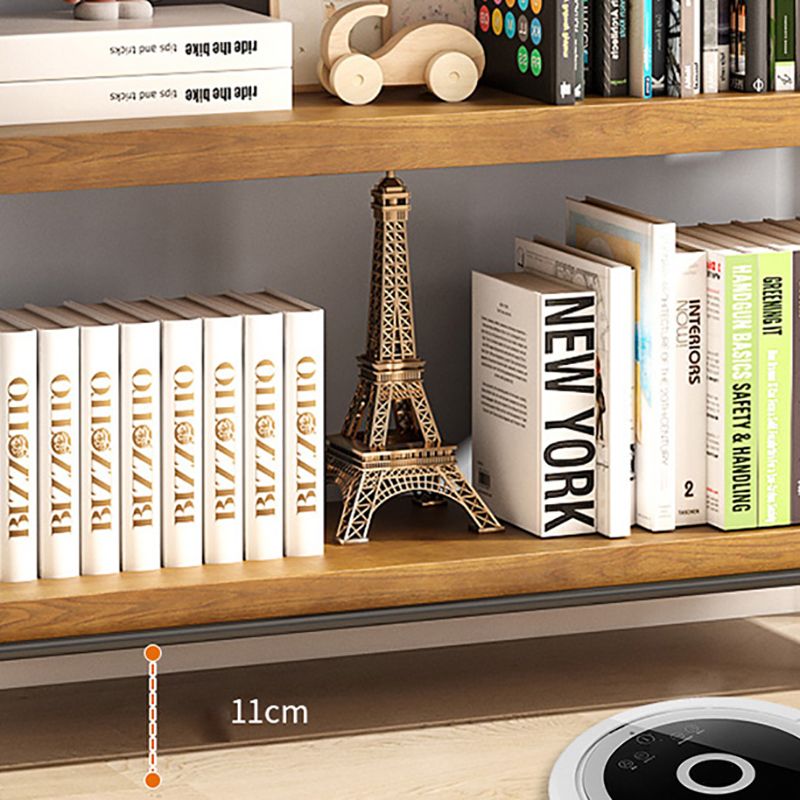 Contemporary Metal Open Back Bookshelf Solid Wood Bookcase for Office