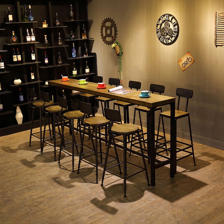 Indoor Industrial Patio Bar Table Rectangle Trestle Bar/Dinette Table in Natural