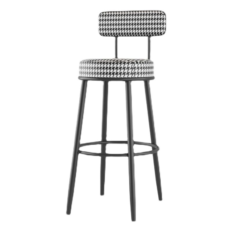 Modern Armless Backrest Counter Stool Iron Dessert Shop Bar Stool with Cushion and Pedal