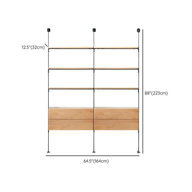 Industrial Living Room Display Stand Wall Mounted Multi-shelf in Natural