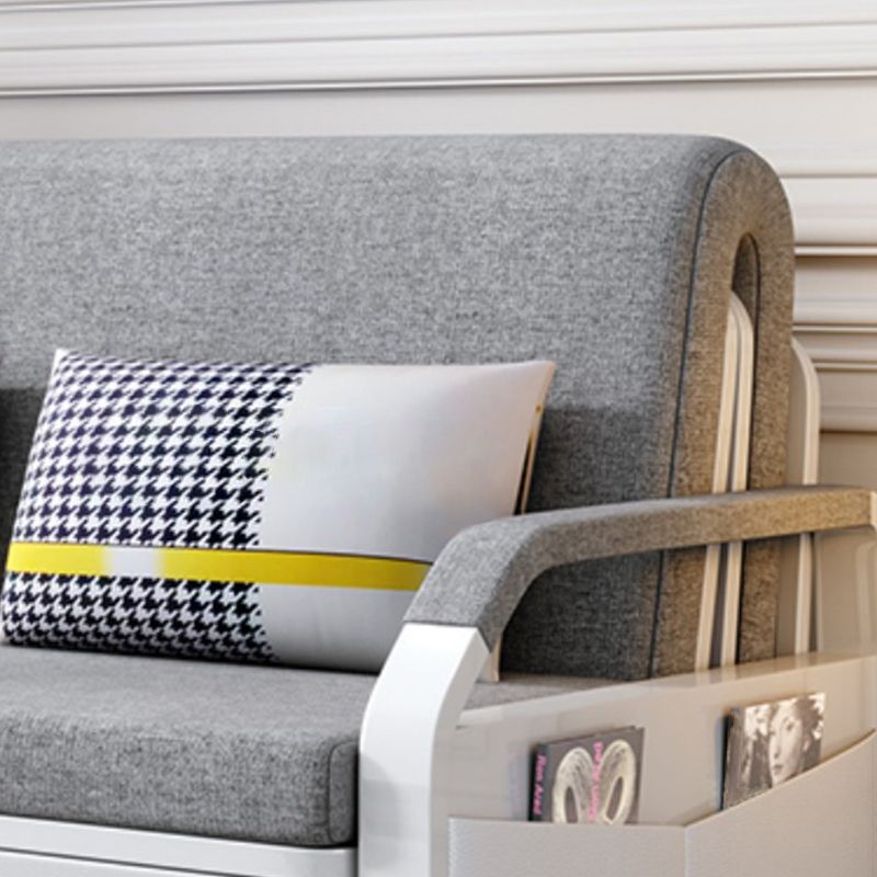 33.46" Wide Sleeper Sofa Light Gray Linen Sofa Bed with Storage