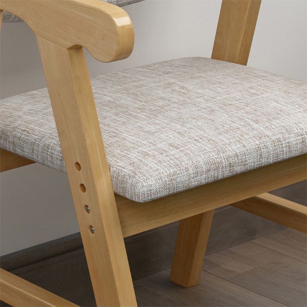 Silla de comedor con respaldo abierto, brazo tapizado, silla de comedor individual con patas de madera