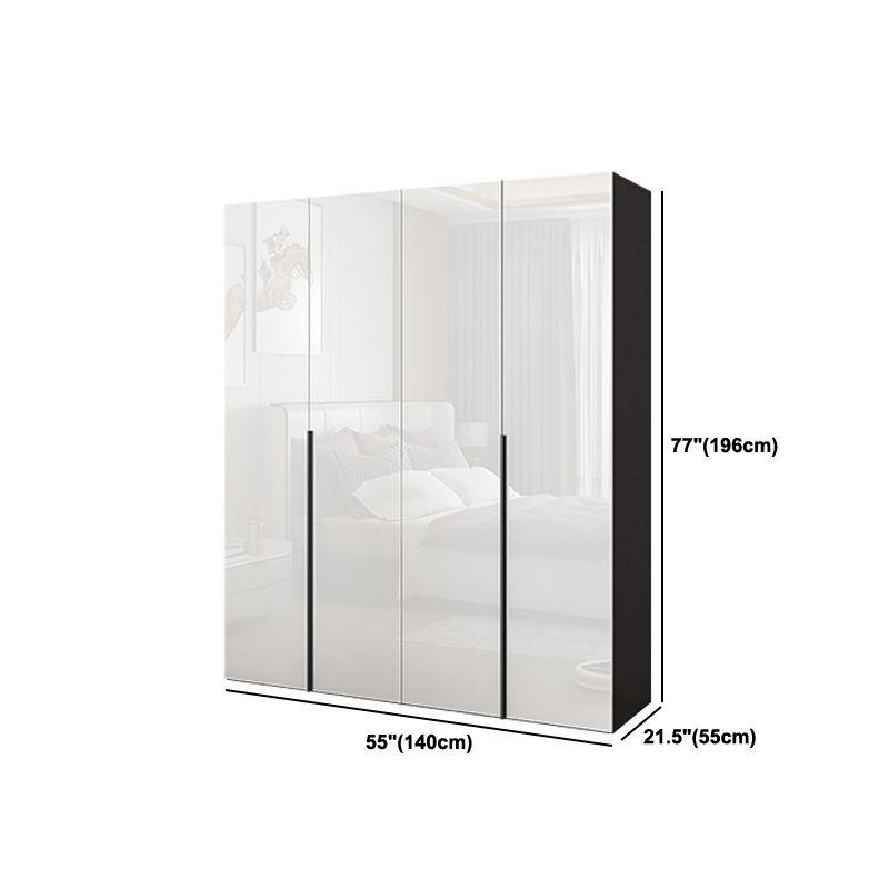 Mirrored Finish Wardrobe Cabinet Engineered Wood Wardrobe with Drawer