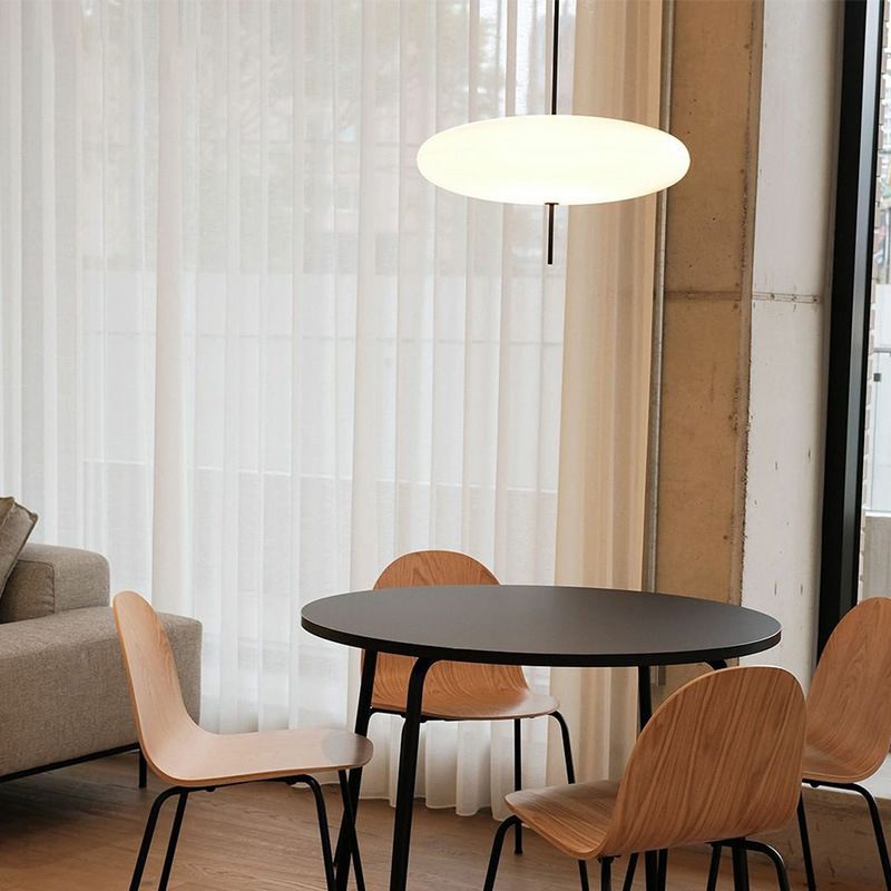 White Flying Saucer Suspension Pendant Simplicity 1 Head Acrylic Hanging Light for Dining Room