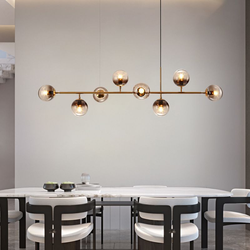 Modern Island Lighting Fixture Glass Ball Shade Hanging Light for Dining Room
