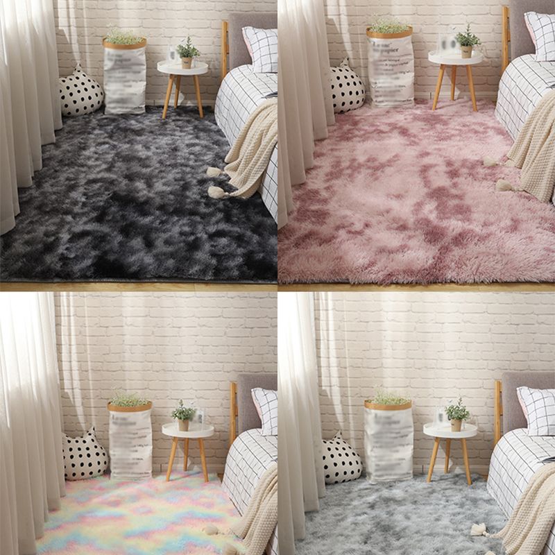 Multi Colored Stripe Print Rug Faux Wool Relaxing Area Rug Non-Slip Pet Friendly Carpet for Decoration