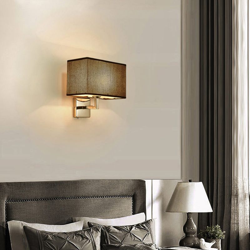 10.6 "H lampada a parete esterna al braccio a fissaggio singolo con tonalità in tessuto rettangolare