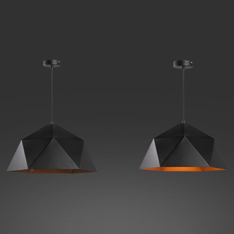 Multilateral Diamond Metal Suspended Light Contemporary Simplicity 1-Light Pendant for Bedroom