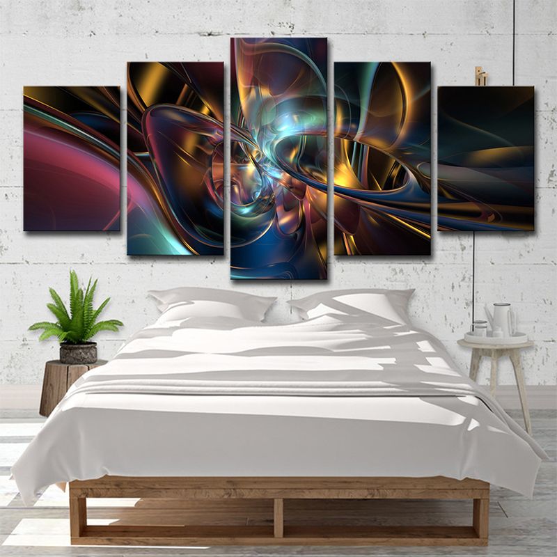 Veelkleurige bloemmotief canvas kunst abstracte moderne meerdelige wanddecoratie op zwart