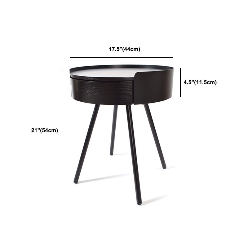 21.2" Tall Scandinavian Round Wooden Top Side Table Metal 4 Legs End Table