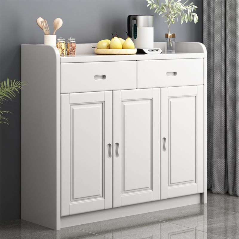 Modern Rectangle Accent Cabinet Wood Grooves Side Cabinet with Drawer